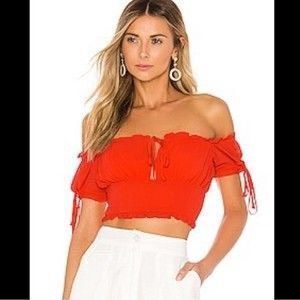 REVOLVE Lover's and‎ Friends Palmer Off the Shoulder Crop Top